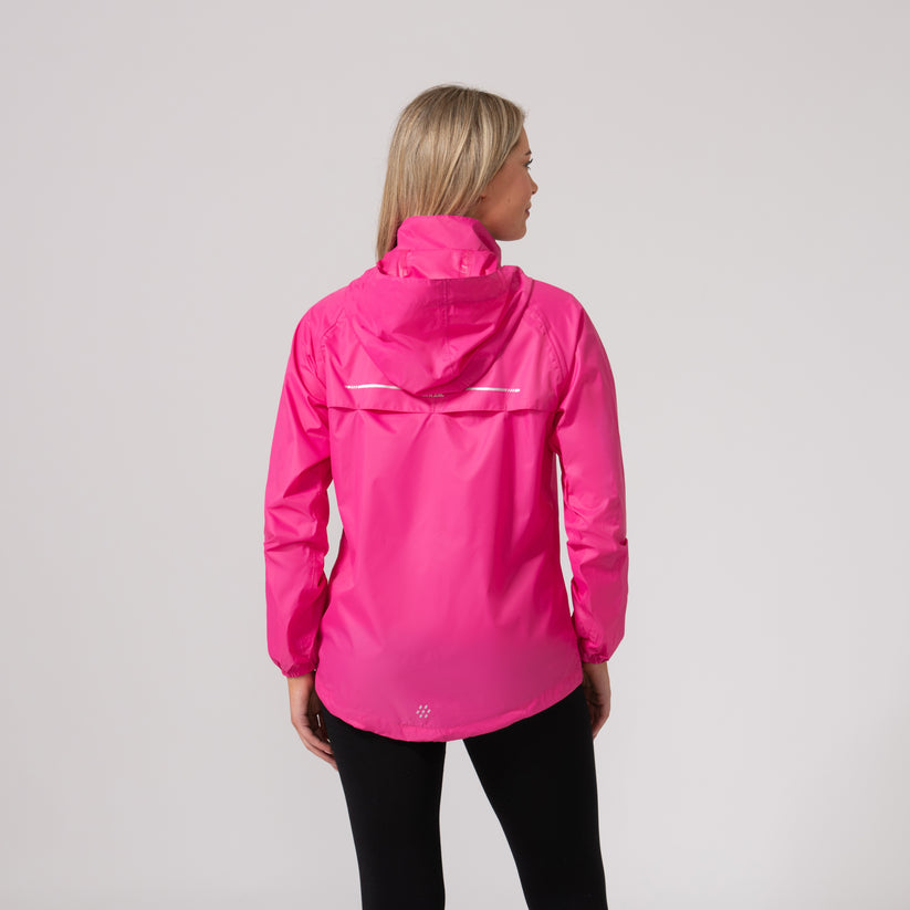 Pink Windbreaker Jacket Women's Lightweight Hooded Rain Jacket