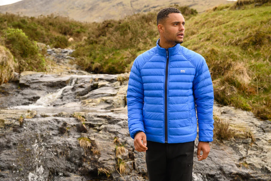 Mens navy sales blue down jacket