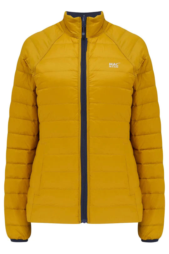 Polar Ladies Reversible Down Jacket Navy Mustard Mac in a Sac NZ