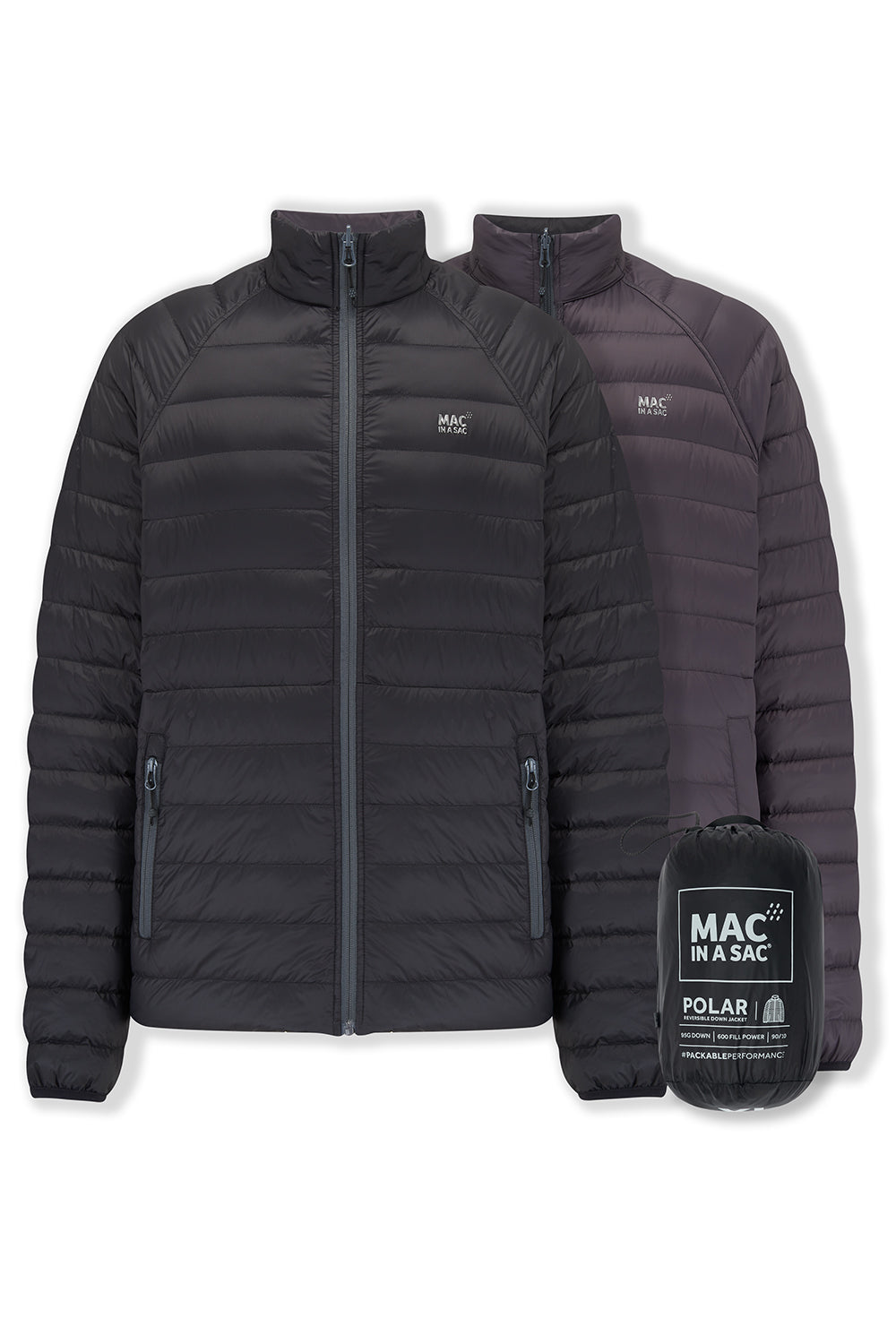 Polar Mens Reversible Down Jacket - Jet Black Charcoal