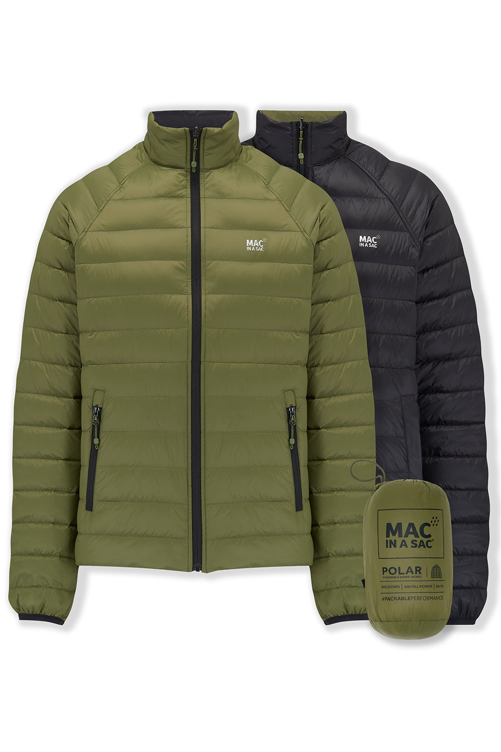 Polar Mens Reversible Down Jacket - Khaki Black